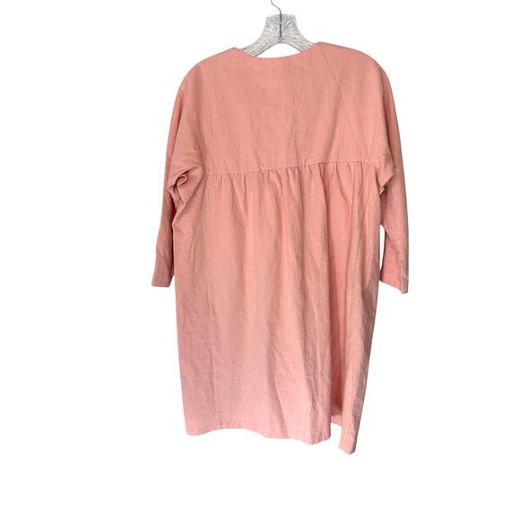 Pomander Place Dress Pink Button Front Girly Pastel Mini Linen Cotton Medium - Picture 9 of 12